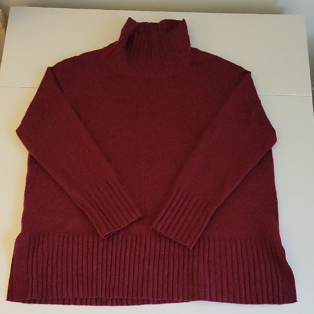 Eileen Fisher Red Turtleneck Sweater Cozy Knit
